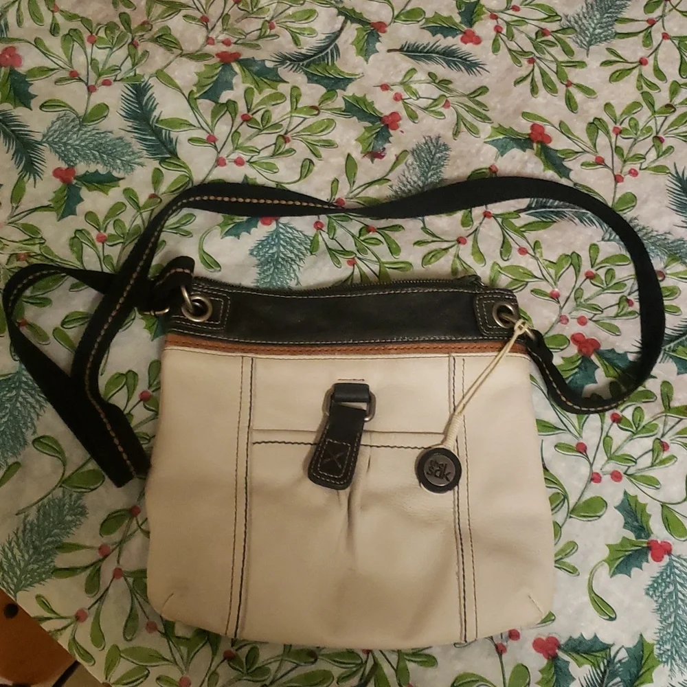 SALE!!! The Sak Beige and Black Crossbody Bag - Picture 1 of 6